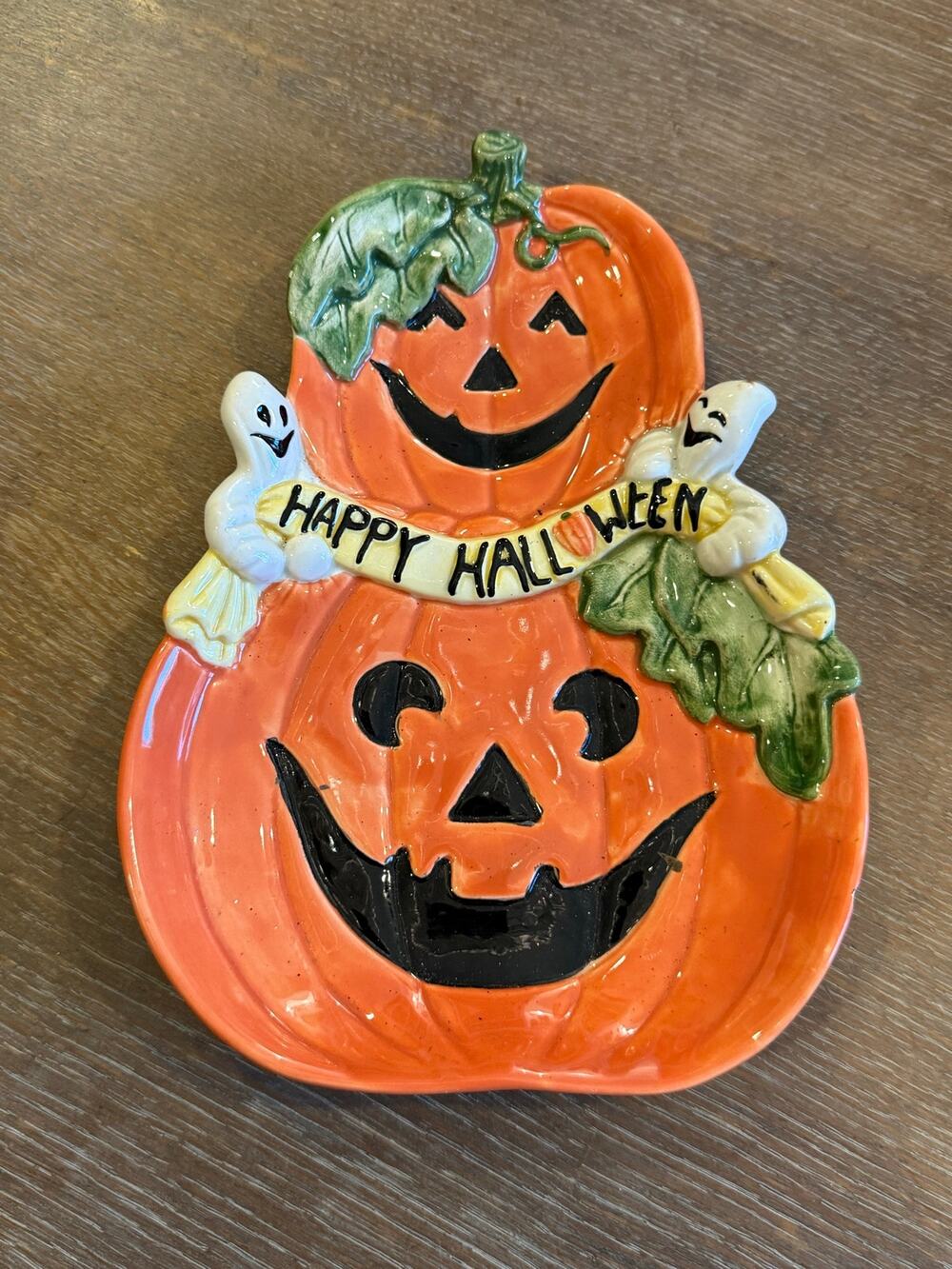 Vintage Omnibus Pumpkin Ghost Serving Plate by Fitz and Floyd from 1996 FLAW